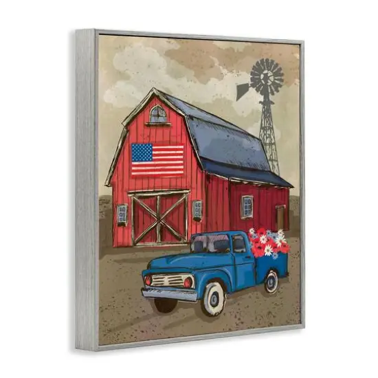 Stupell Industries Vintage Americana Barn Framed Giclee Art Gray {4}