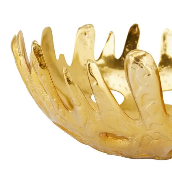 Set of 2" Gold Aluminum Contemporary Decorative Bowl, 6" x 13" x 13" {4}