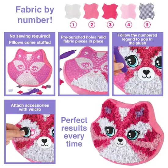 Assorted PlushCraft&trade; Fabric by Number Animal Pillow Kit {8}
