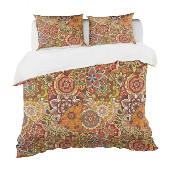 Designart Pattern Tile with Mandalas Bohemian & Eclectic Duvet Cover Set {2}