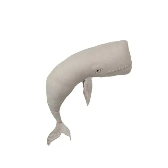 Hello Honey&reg; White Cotton & Linen Whale-Shaped Pillow {1}