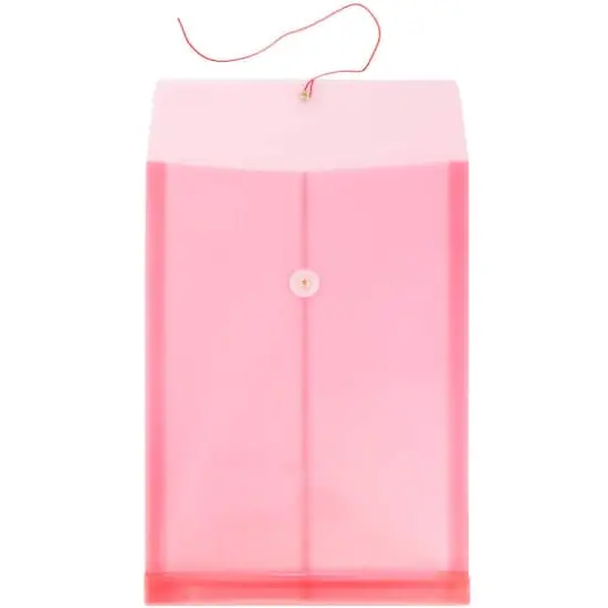 JAM Paper Legal Size Plastic Envelopes with Button & String Tie Closure, 12ct. Pink {4}