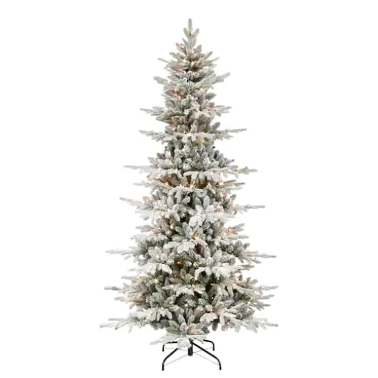 6.5ft. Pre-lit Slim Flocked Artificial Utah Fir Christmas Tree, Clear Lights {1}