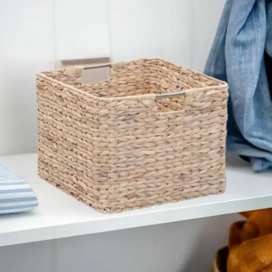Household Essentials 11" Square Hyacinth Wicker Basket White {8}