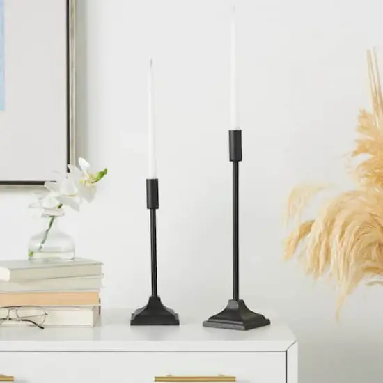 Black Metal Slim Minimalistic Candle Holder Set {3}