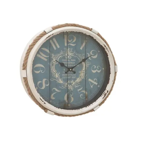17" Blue Metal Coastal Wall Clock {1}