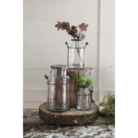 Hello Honey&reg; Glass Vase in Metal Stand with Metal Frog Lid {5}