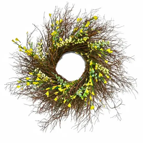 24" Spring Yellow Forsythia Wreath {1}