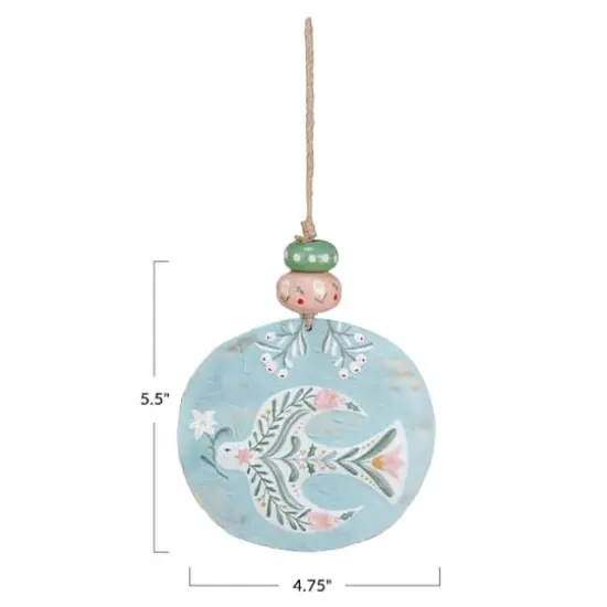 Hello Honey&reg; 5.5" Multicolor Dove Embossed Metal Ornament {4}