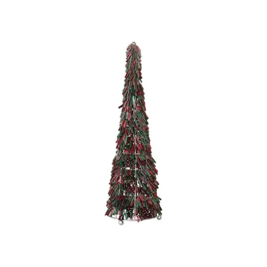 Hello Honey&reg; 13" Tall Red & Green Metal & Glass Beaded Christmas Tree {1}