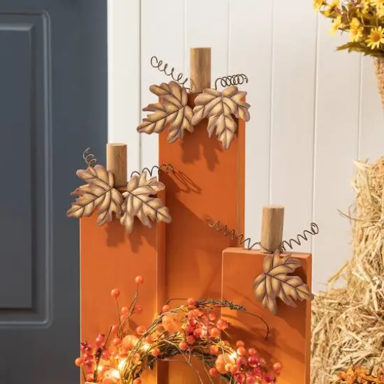 Glitzhome&reg; 30" Fall Lighted Pumpkin & Wreath D&eacute;cor {14}