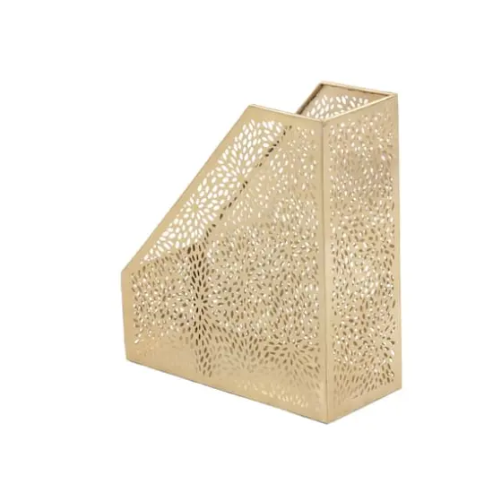 CosmoLiving by Cosmopolitan 12" Gold Iron Glam Magazine Holder {2}