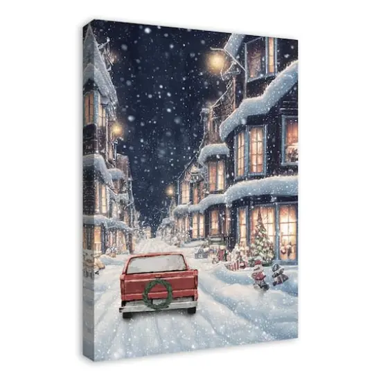 Snowy Christmas Village Canvas Wall Art {5}
