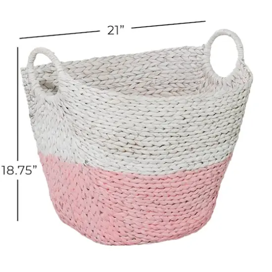CosmoLiving by Cosmopolitan 21" White Water Hyacinth Contemporary Storage Basket {5}
