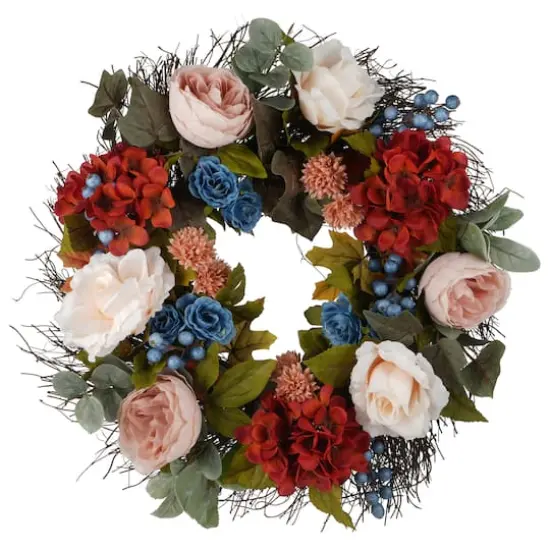 22" Cream & Mauve Hydrangea & Peony Wreath by Ashland&reg; {1}