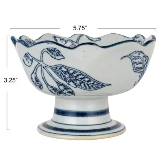 Hello Honey&reg; 5.75" Blue & White Botanical Bliss Stoneware Bowl {6}
