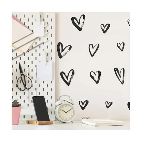 RoomMates Black Sketchy Hearts Peel & Stick Wall Decals {3}