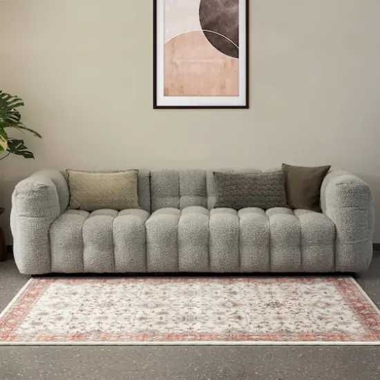 Glitzhome&reg; Ivory & Red Oriental Area Rug {4}