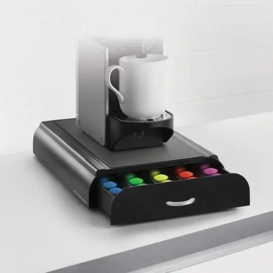 Mind Reader Black Coffee Station With Coffee Pod Storage Drawer {3}