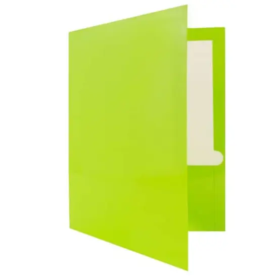 JAM Paper Glossy Laminated Two Pocket Folders, 100ct. Lime Green {6}