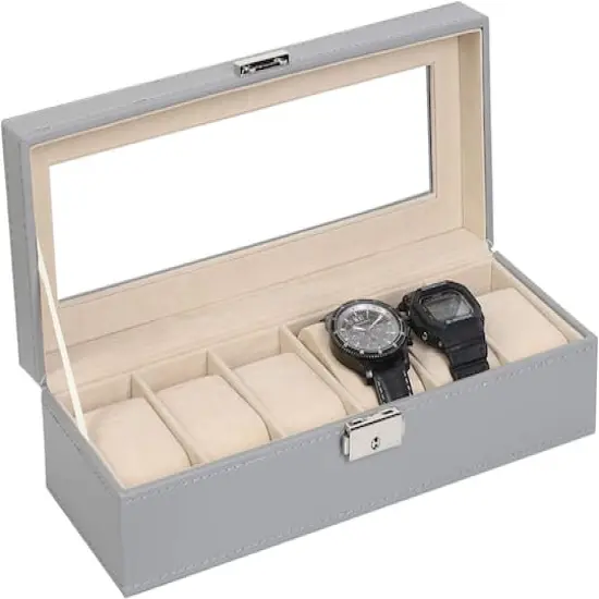Ash Gray Hexa Leather Watch Box {1}