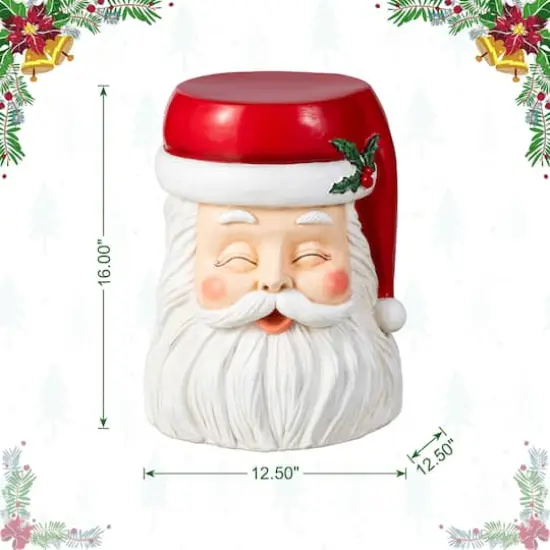 Glitzhome&reg; 16"H Christmas MGO Santa Stool or Accent Table {9}