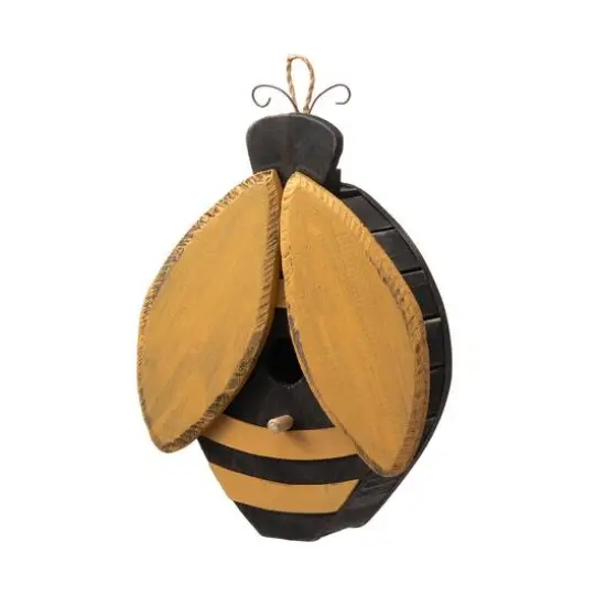 Glitzhome&reg; 11.75" Distressed Wood Bee-Shaped Birdhouse {1}
