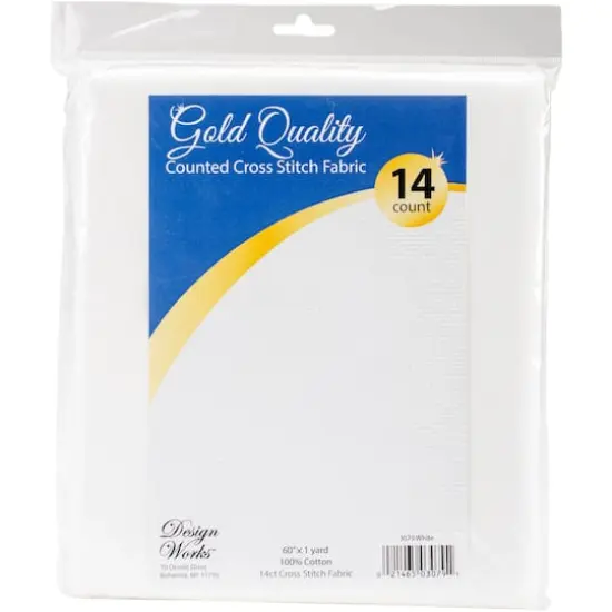 Design Works&trade; Gold Quality 14 Count White Aida Cloth, 60" x 36" {1}