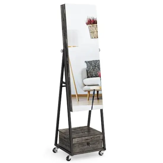 NEX&trade; 5ft. Dark Gray Jewelry Armoire on Casters with Chest Drawer {1}