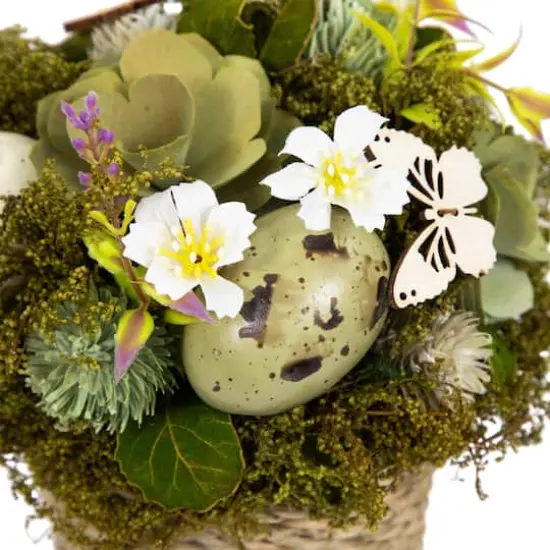 7" Wooden Mixed Floral & Easter Egg Artificial Arrangement {5}