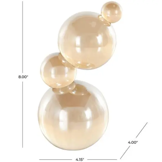8" Stacked Orbs Decorative Glass Sculpture Beige {8}