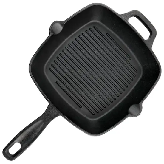 Oster Castaway 10'' Square Cast Iron Grill Pan with Pouring Spouts {5}