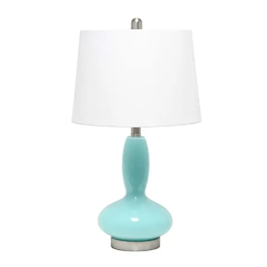 Lalia Home 23.5" Glass Dollop Table Lamp with White Fabric Shade Seafoam {1}