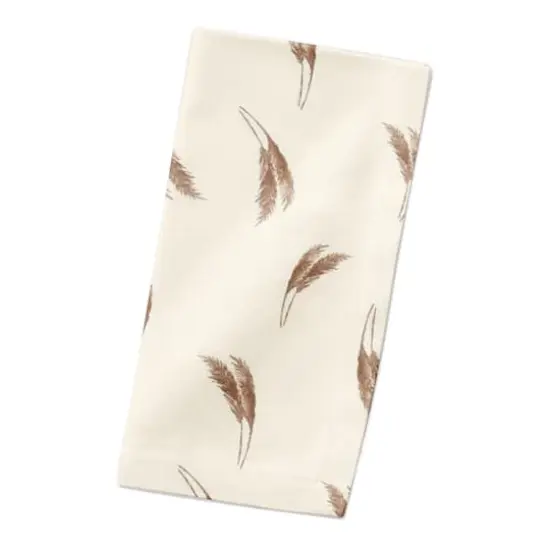 Feather Grass Cotton Twill Napkin Cream and Rust {3}