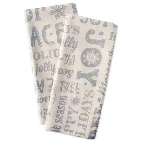 DII&reg; Silver Christmas Collage Dishtowel Set {8}