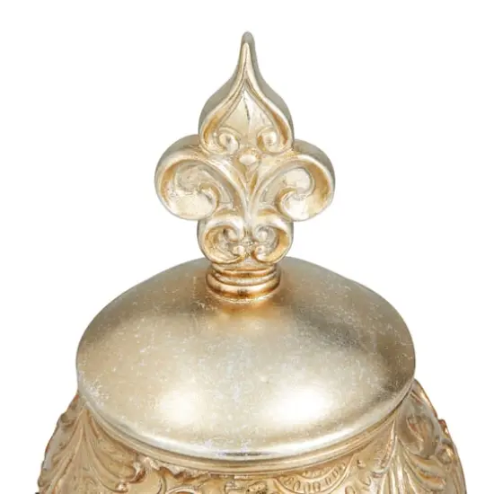 13" Gold Round Traditional Decorative Jar {6}