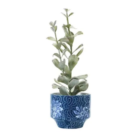 Hello Honey&reg; 7" Blue & White Floral Stoneware Planter {5}