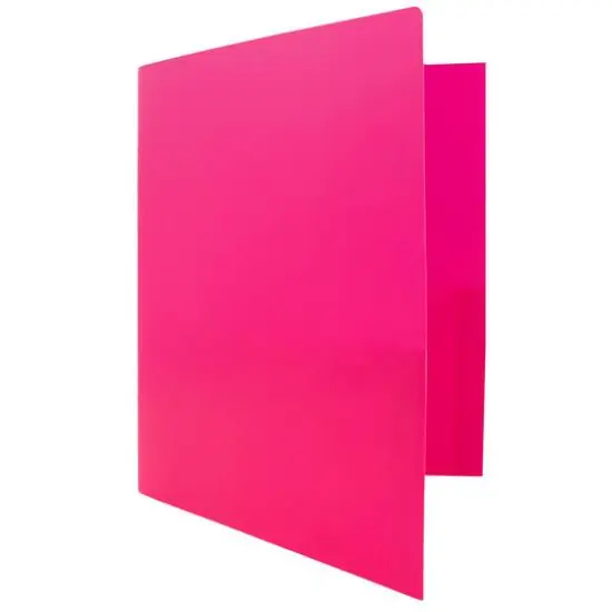 JAM Paper Heavy Duty Plastic 2-Pocket Folders, 6ct. Fuchsia {6}