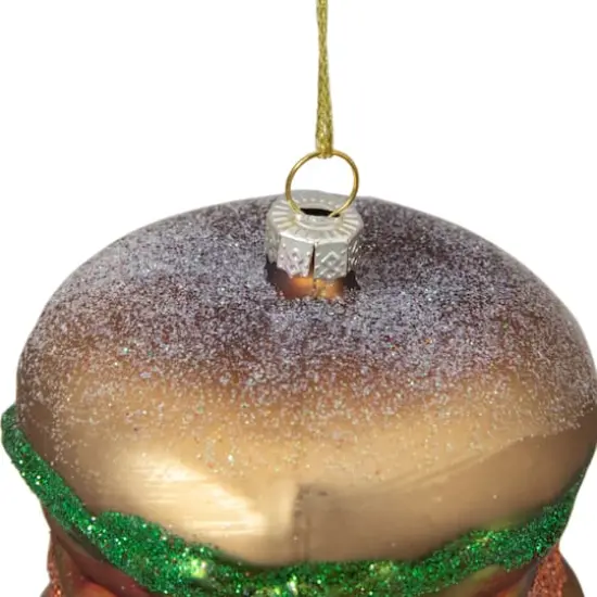 Juicy Golden Cheeseburger Glass Christmas Ornament {4}