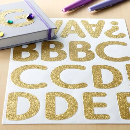 Gold Glitter Rounded Font Alphabet Stickers by Recollections&trade; {6}