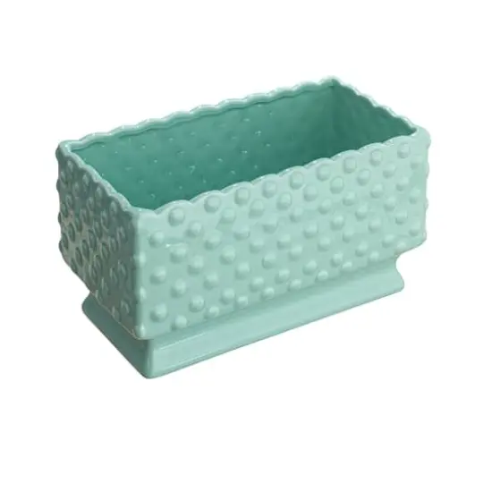 Hello Honey&reg; 11" Mint Ceramic Hobnail Planter with Scalloped Edge {1}