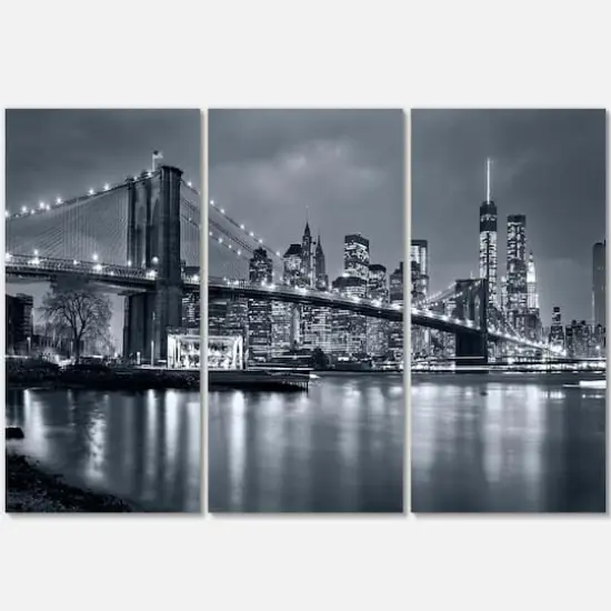 Designart - Panorama New York City at Night - Cityscape Canvas Print {1}