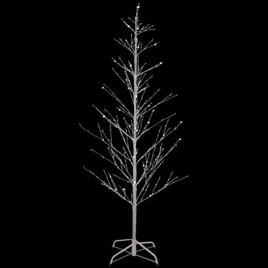 6ft. Pre-Lit White Birch Twig Artificial Tree, Pure White LED Lights {4}