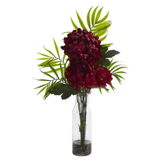 Tropical Mum Arrangement In Vase, 2ct. Burgundy {3}