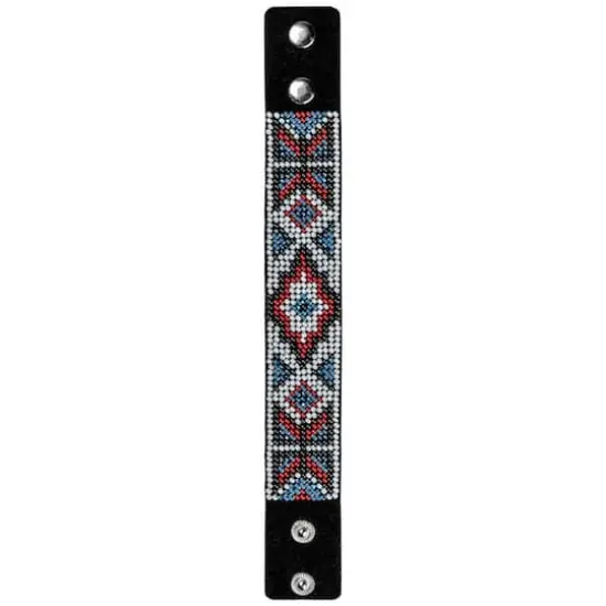 Wonderland Crafts Red & White Bead Artificial Leather Embroidery Bracelet Kit {4}