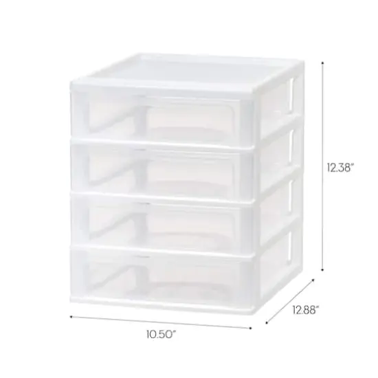 IRIS White 4-Drawer Desktop Plastic Drawer Organizer {4}