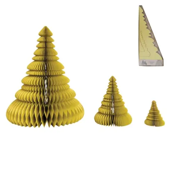 Hello Honey&reg; Chartreuse Glitter Handmade Recycled Paper Folding Honeycomb Trees Set {1}
