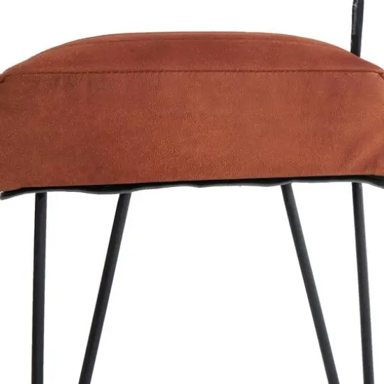 4ft. Brown Leather Upholstered Bench with Hairpin Legs {6}