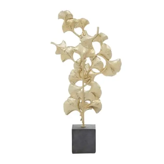 20" Gold Contemporary Gingko Leaf Sculpture {7}