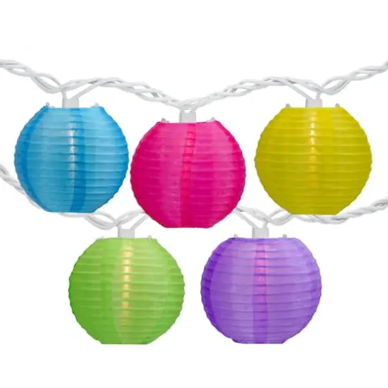 10ct. Multicolor Summer Paper Lantern Patio String Lights {1}